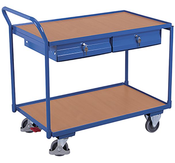 Chariot à 2 plateaux avec 2 tiroirs / sw-600.503
