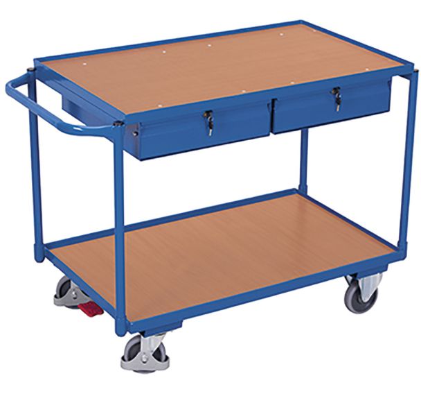 Chariot à 2 plateaux avec 2 tiroirs / sw-600.504