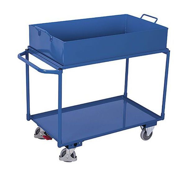 Chariot à 2 plateaux et bac de rétention du haut amovible