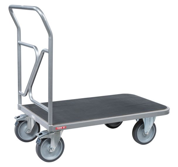 Chariot à dossier fixe avec plateau tapis - Capacité 400 kg - Gris