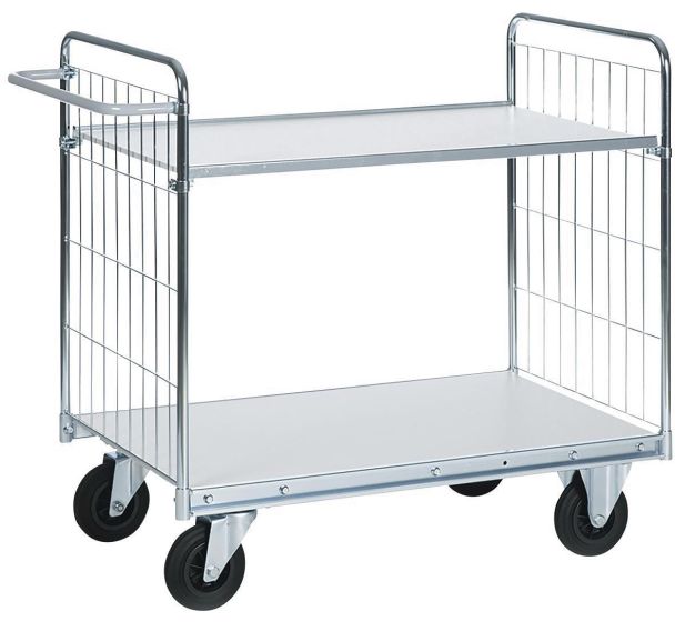 Chariot à dossiers grillagés - 2 plateaux - Capacité 300 kg
