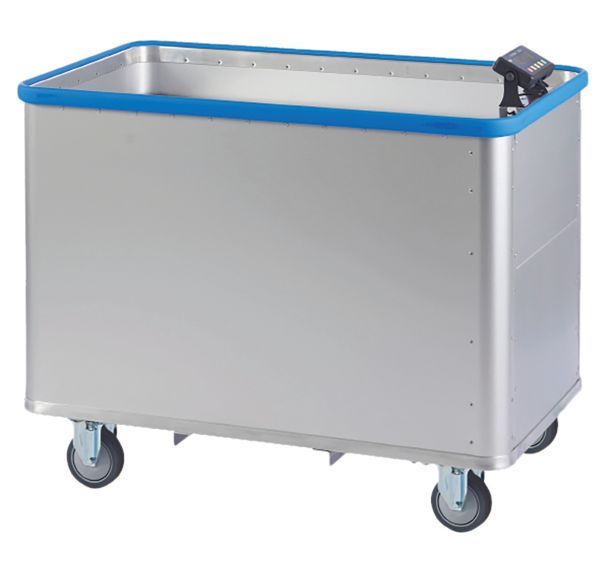 Chariot à fond mobile avec pare-chocs et pesée -Sclessin Fonction Linge