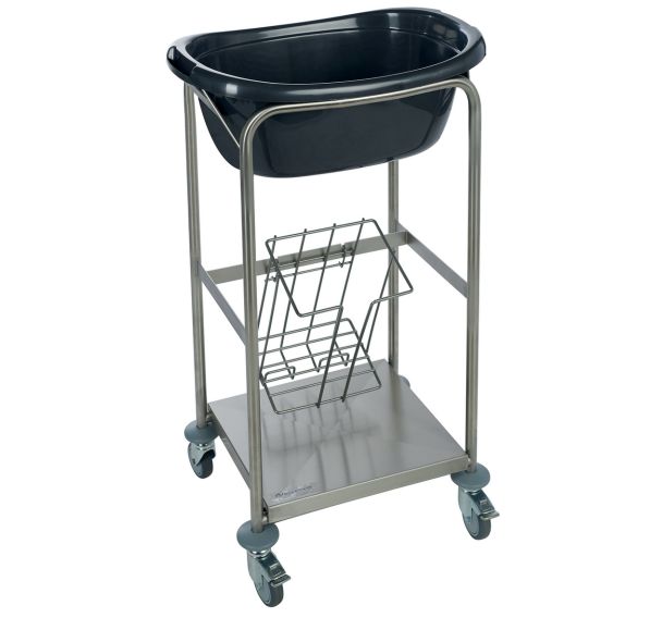Chariot à linge Hygilinge avec une bassine et 2 supports sac poubelle