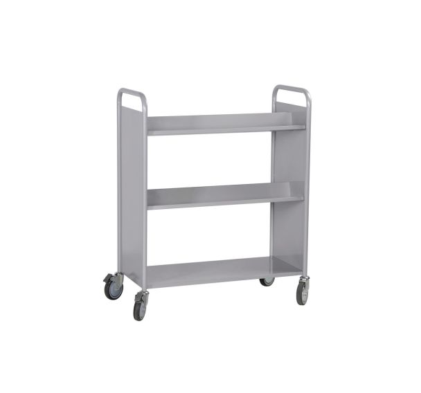 Chariot à livres double face, 4 tablettes inclinées