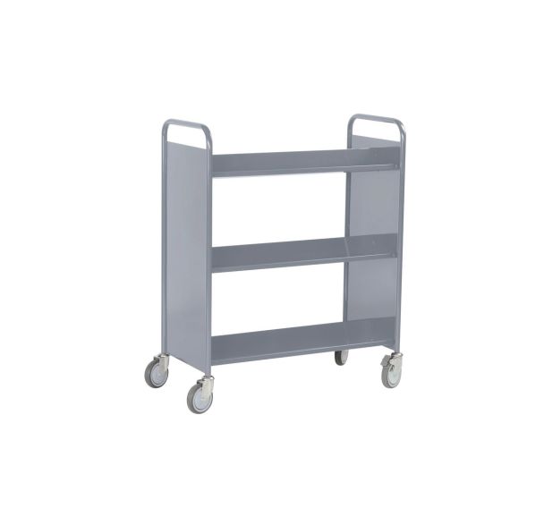 Chariot à livres double face, 6 tablettes inclinées