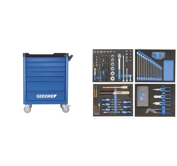 Chariot à outils workster smartline avec un assortiment de 147 outils
