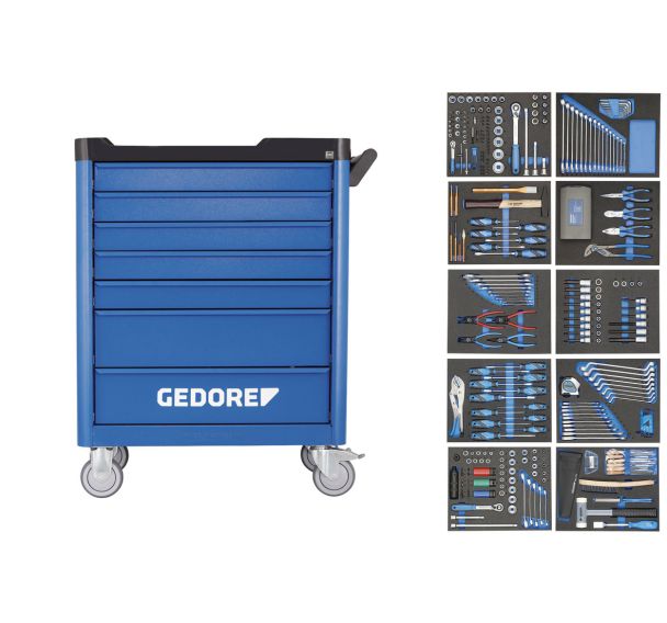 Chariot à outils workster smartline avec un assortiment de 308 outils