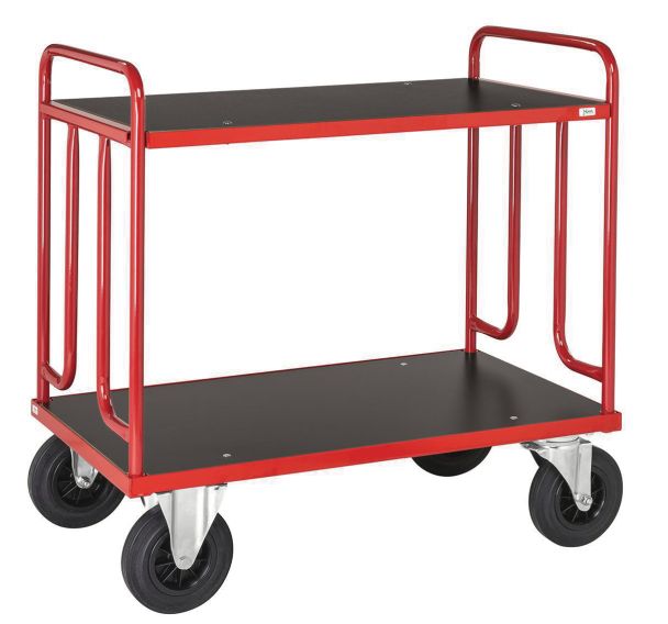 Chariot à plateau bois - 2 plateaux - Capacité 500 kg - Roue caoutchouc