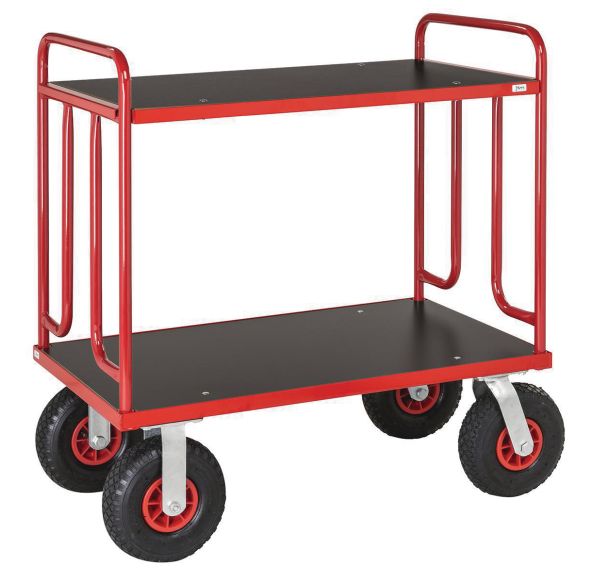 Chariot à plateau bois - 2 plateaux - Capacité 500 kg - Roue pneumatique