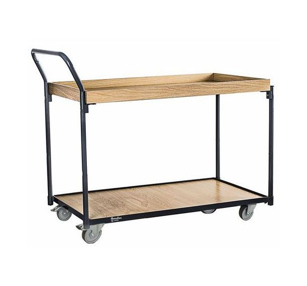 Chariot à plateau bois avec rebord - Capacité 250 kg - Manutan Expert