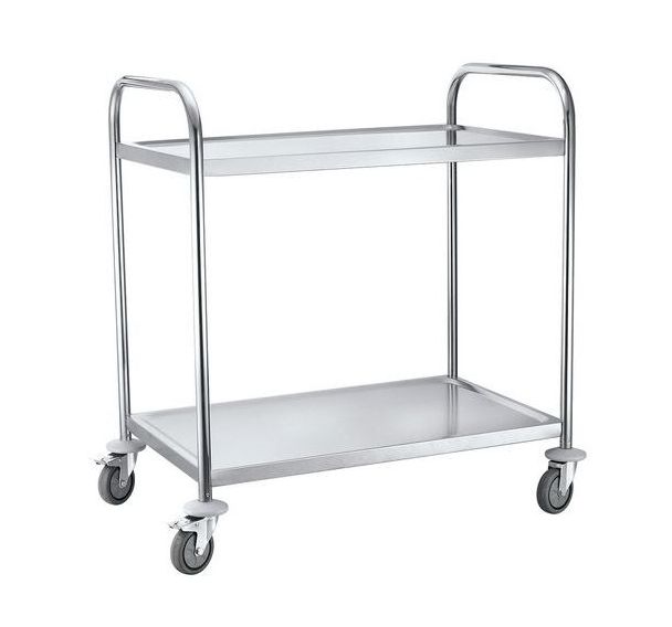 Chariot à plateaux en acier inoxydable - 2 plateaux - Capacité 100 kg