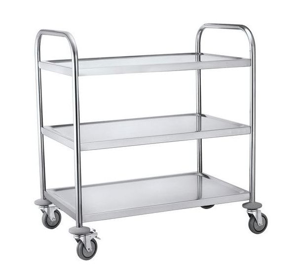 Chariot à plateaux en acier inoxydable - 3 plateaux - Capacité 150 kg
