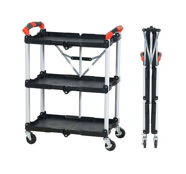 Chariot à plateforme pliable, 3 étagères
