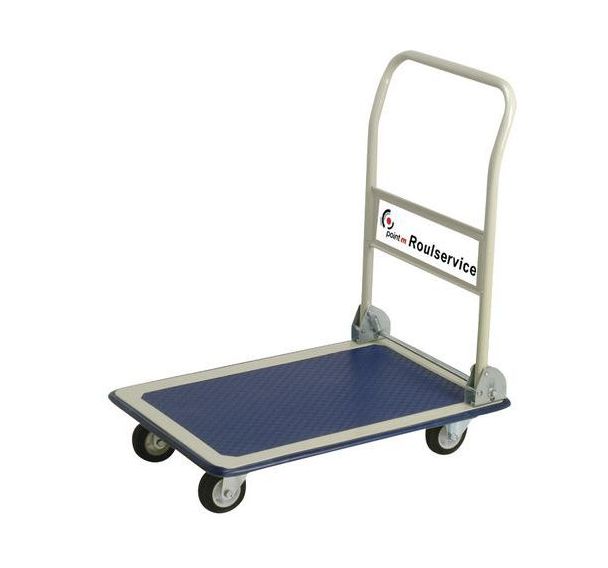 Chariot à poignée, 4 roulettes dont 2 pivotantes