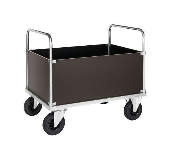 Chariot acier - 4 côtés pleins hauts - 2 poignées - Capacité 500 kg