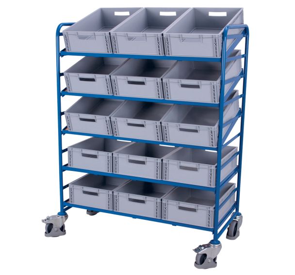 Chariot acier avec bacs norme Europe - Capacité 250 Kg