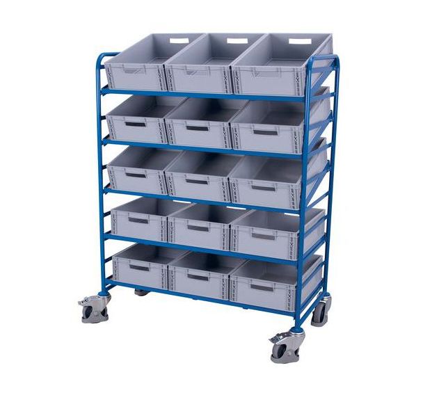 Chariot acier avec bacs norme Europe - Capacité 250 Kg