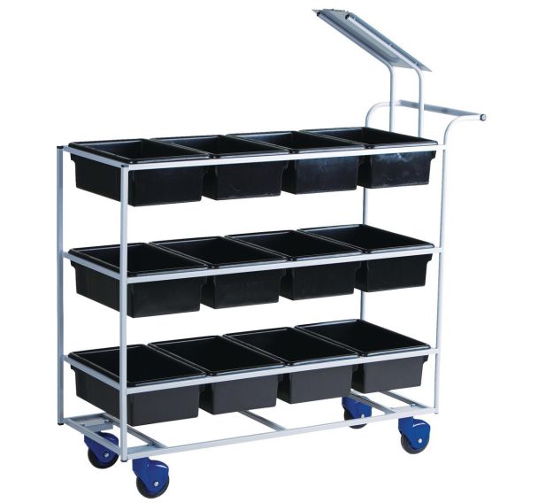 Chariot acier collecte des commandes et du courrier - Longueur 1190 mm - Capacité 150 kg