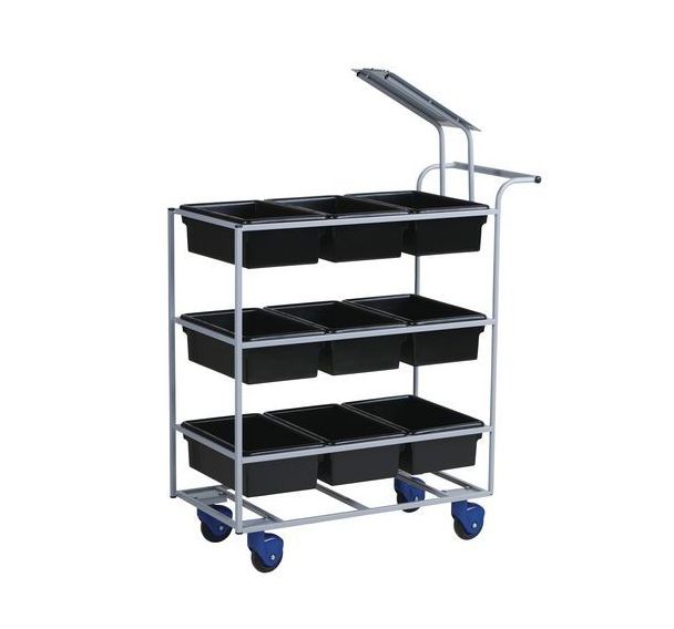 Chariot acier collecte des commandes et du courrier - Longueur 800 mm