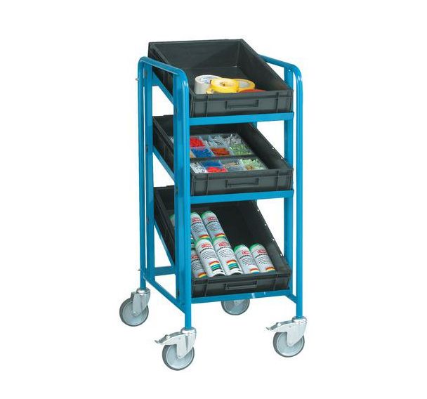 Chariot acier inclinable pour bacs - 3 à 5 plateaux