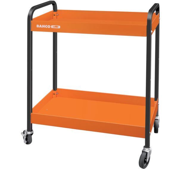 Chariot aluminium à deux plateaux orange 759x432x1 025mm