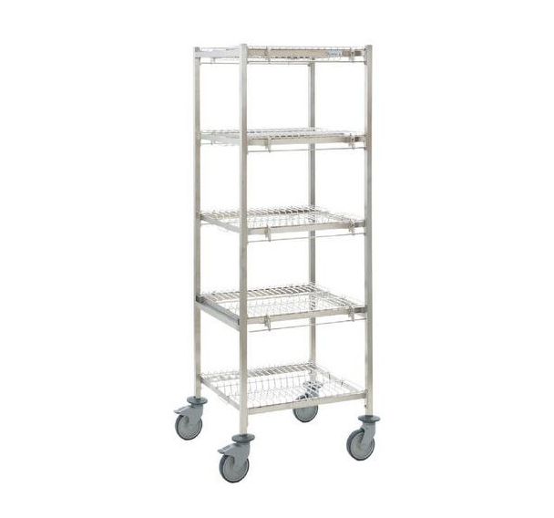 Chariot avec 18 cases par niveaux porte bacs GN livré à plat