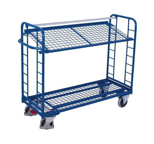 Chariot avec 2 étagères grillagées