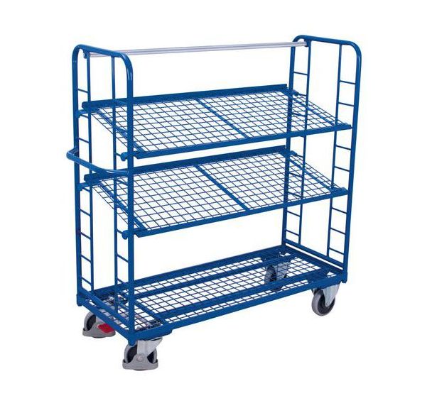 Chariot avec 3 étagères grillagées
