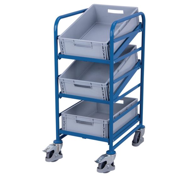 Chariot avec bacs norme Europe - 410 x 610 mm - Capacité 200 Kg