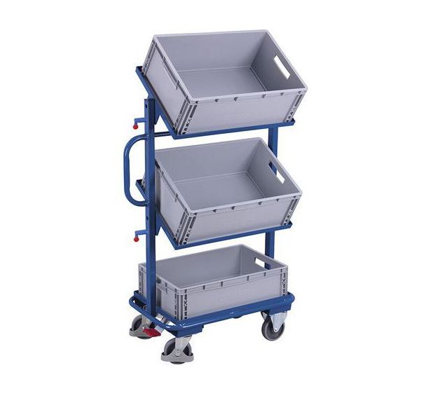 Chariot avec bacs norme Europe - 610 x 410 mm - Capacité 200 Kg