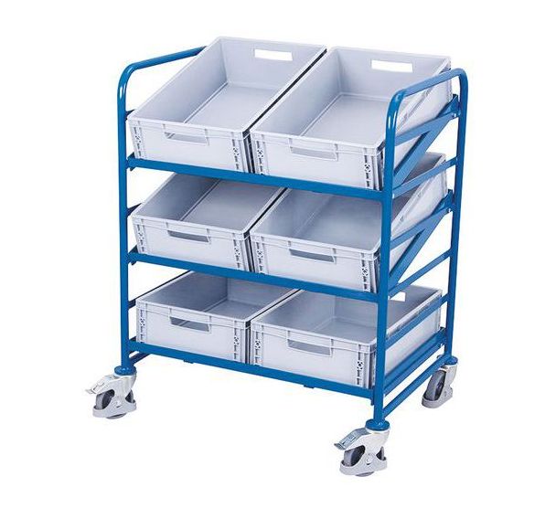 Chariot avec bacs norme Europe - 825 x 610 mm - Capacité 200 Kg
