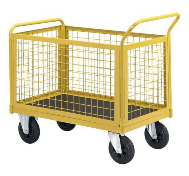 Chariot bas 4 parois grillagées TW HMS 1250 mm - Force 400 kg
