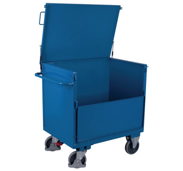 Chariot caisse acier ergonomique - 1 paroi 1/2 rabattable -Capacité 500 kg