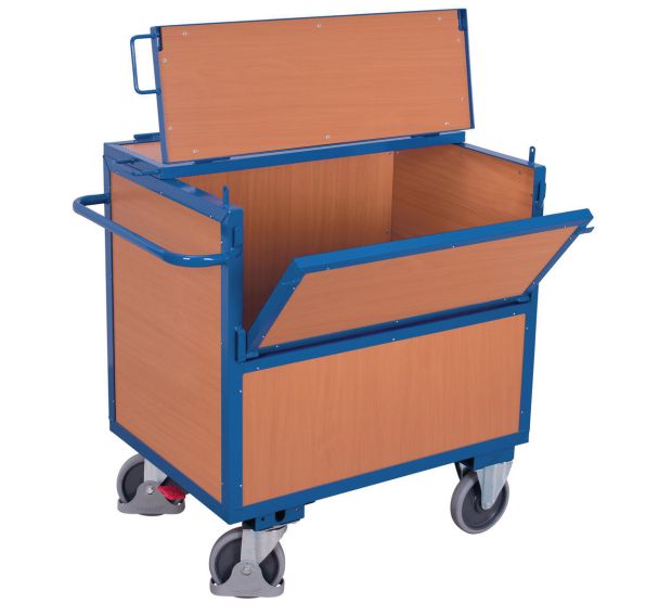 Chariot caisse bois ergonomique - 1 paroi 1/2 rabattable -Capacité 500 kg