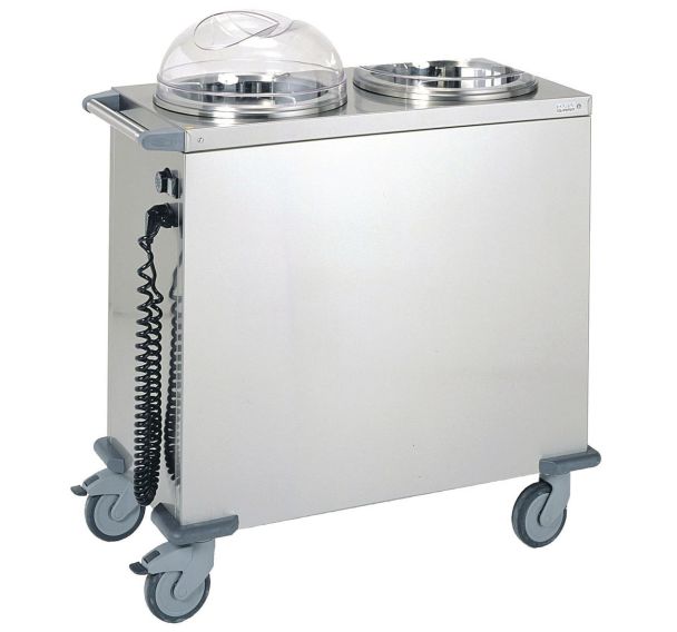 Chariot chauffe assiettes 2 piles d'assiettes