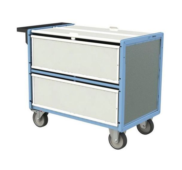 Chariot conteneur PP toit roues TPE-1360x790x955-500kg-Bois