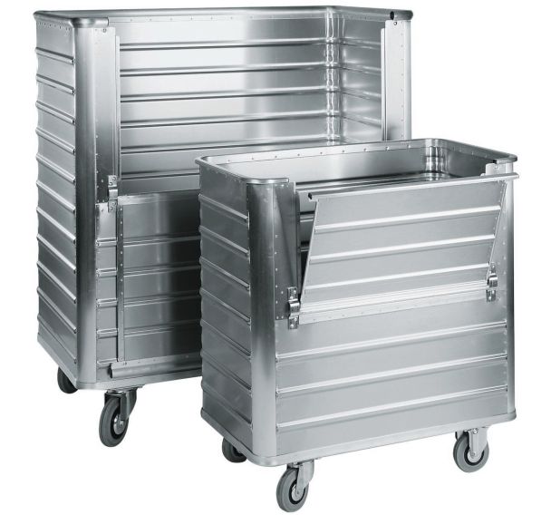 Chariot conteneur aluminium - Panneau 1/2 rabattable