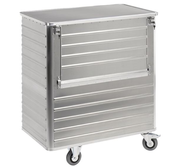 Chariot conteneur aluminium - panneau 1/2 rabattable - Capacité 355 L à 1050 L