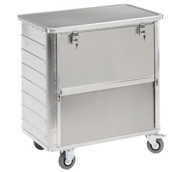 Chariot conteneur aluminium - panneau coulissant - Capacité de 355 L à 650 L