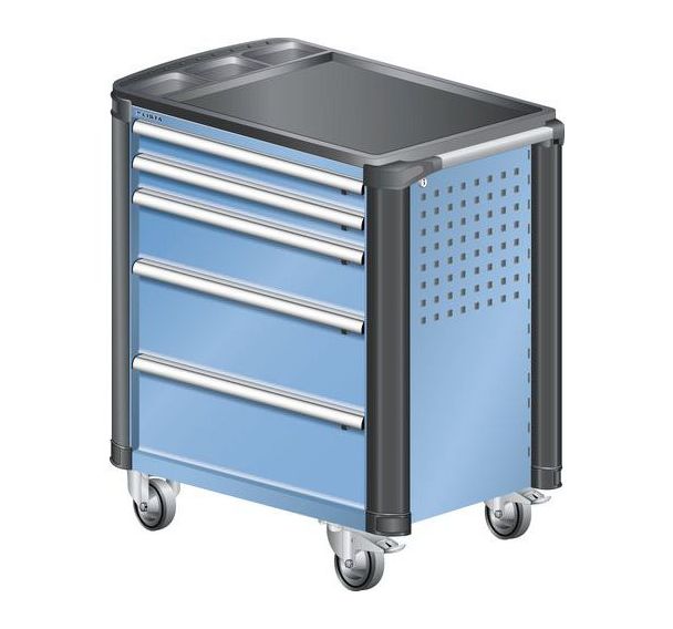 Chariot d'atelier L3627 plastique avec coins - 5 tiroirs - Lista