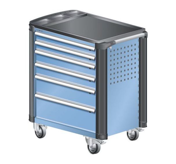 Chariot d'atelier L3627 plastique avec coins - 6 tiroirs - Lista