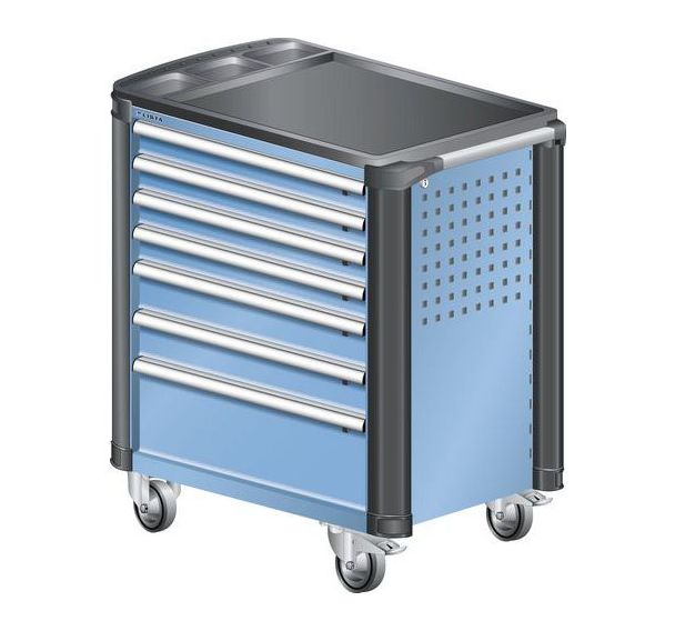 Chariot d'atelier L3627 plastique avec coins - 7 tiroirs - Lista