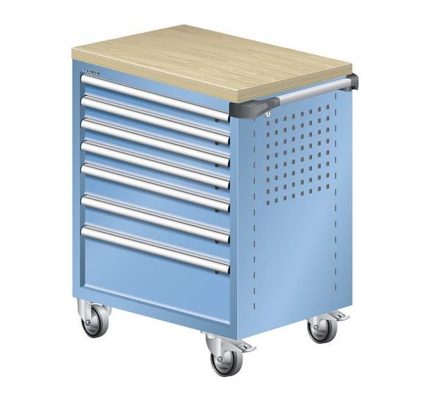 Chariot d'atelier L3627 revêtement bois multiplex - 7 tiroirs - Lista