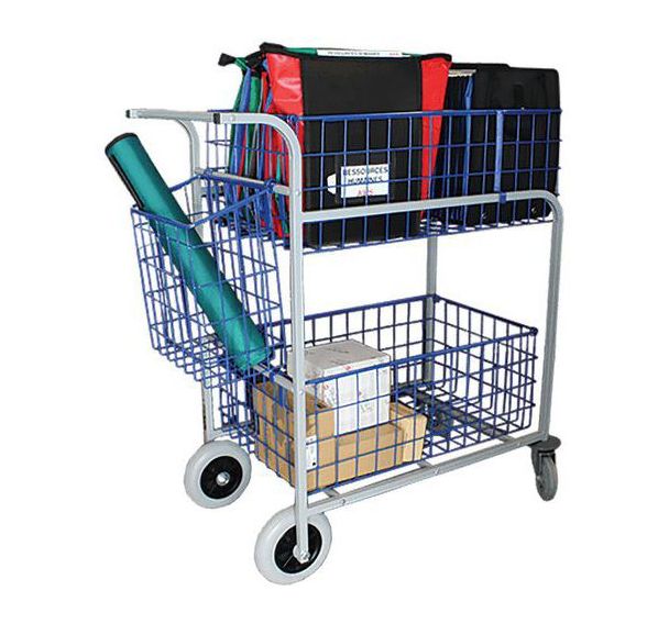 Chariot de distribution 2 corbeilles 1 corbeille arrière