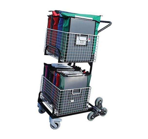 Chariot de distribution 2 corbeilles roues étoilées