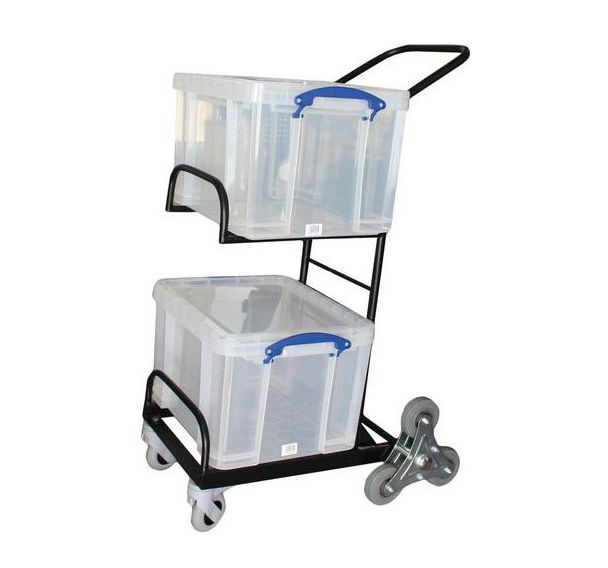 Chariot de distribution compact 2 bacs avec roues étoilées