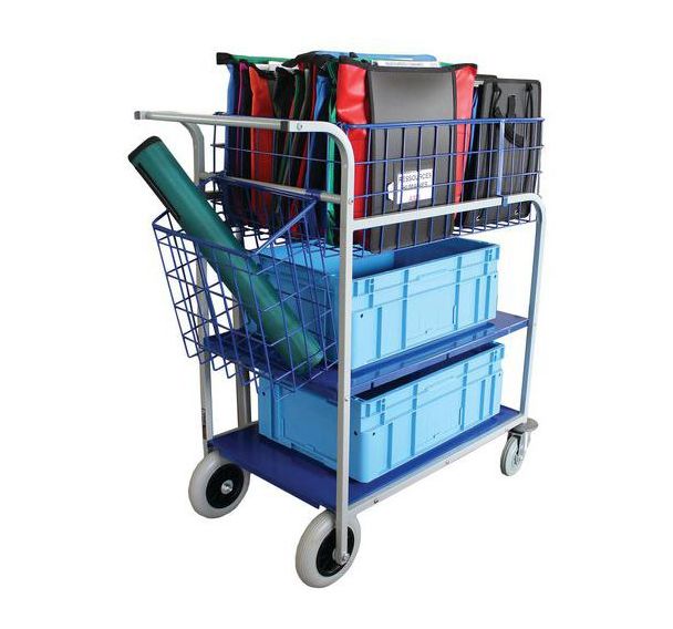 Chariot de distribution grande capacité corbeille et plateau