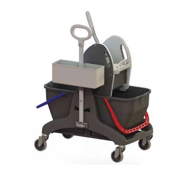 Chariot de lavage 2 x 15 L avec bac produit Presse et Poignée latérale