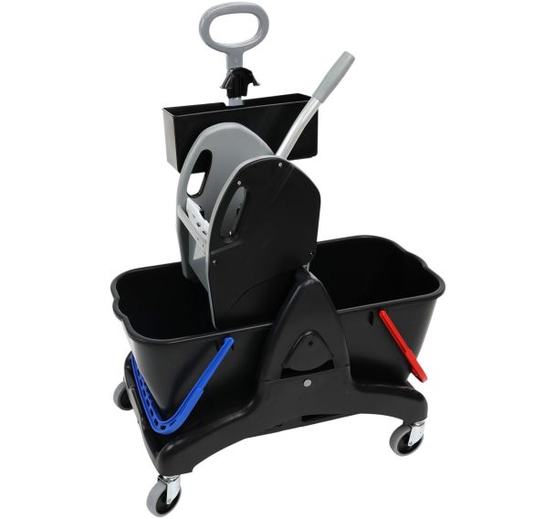 Chariot de lavage 2 x 15 L avec bac produit Presse et Poignée latérale