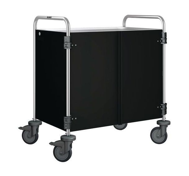Chariot de service avec habillage - 2 plateaux - Blanco